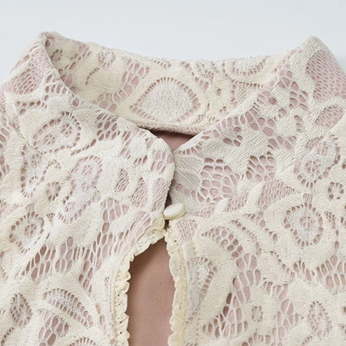 Load image into Gallery viewer, Lace Hollow Out Long Sleeve Sexy Mini Dress For Women Fashion Half High Collar Bodycon Club Party Dress Elegant Dresses
