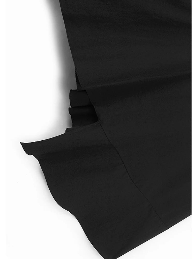 Women Black Khaki Irregular Spliced Big Size Long Dress New Round Neck Short Sleeve Fashion Spring Summer 2025 1DJ1119