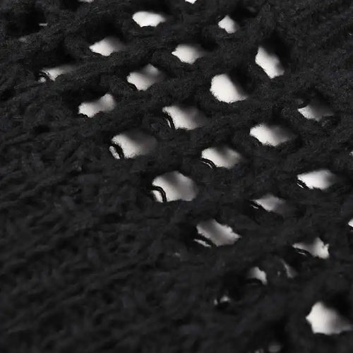 Load image into Gallery viewer, Women Black Knittng Hollow Out Big Size Long Dress New Round Neck Long Sleeve Fashion Tide Spring Autumn 2025 5WA10401
