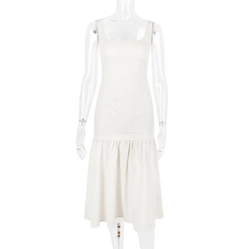 Load image into Gallery viewer, Backless Maxi Fishtail Dress For Women Gown Fashion Square Collar Sleeveless Loose Pleated Long Dress Elegant Dresses
