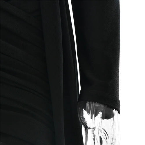 Load image into Gallery viewer, Turtleneck Long Sleeve Sexy Mini Dress For Women New Fashion Draped Ruched Bodycon Club Party Dress Elegant New Dresses
