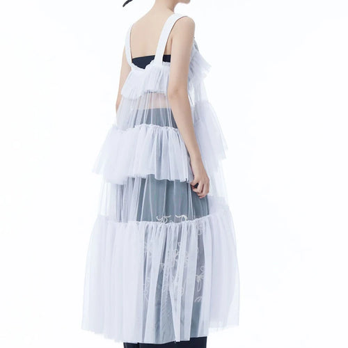 Load image into Gallery viewer, Women Black Mesh Perspective Big Size Strap Dress New Square Collar Sleeveless Fashion Tide Spring Summer 2025 1DJ1242
