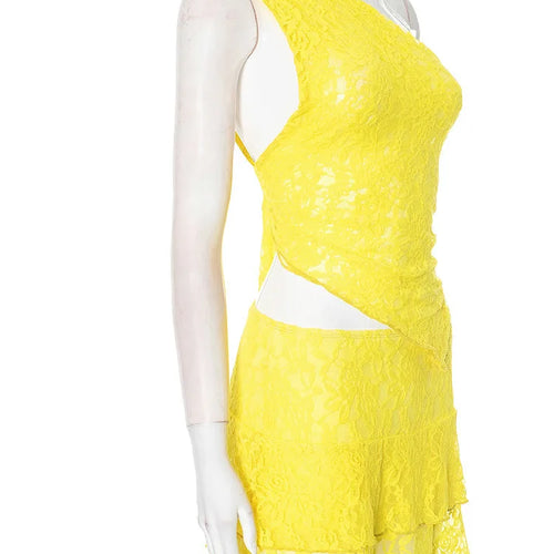 Load image into Gallery viewer, Sexy Slim Fit Women's  Two-piece Set Patchwork Irregular Lace Top And Fashion Short Skirt Two-piece Set Ladies Outfits
