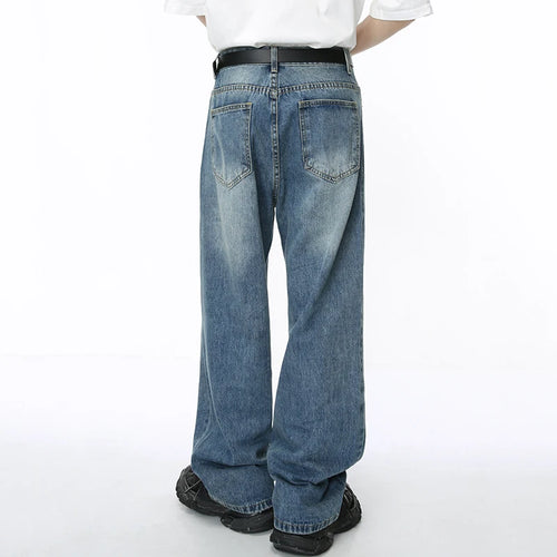 Load image into Gallery viewer, Washed Male Jeans Korean Fashion Gradient Color Pockets Men&#39;s Straight Denim Trousers Wide Leg Pants Spring Chic 9C4278
