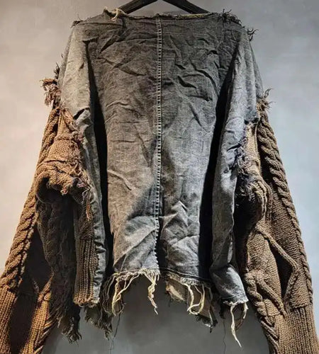 Orange Denim Big Size Knitting Sweater Round Neck Long Sleeve Women Pullovers New Fashion Tide Spring Autumn 2025 16U1329