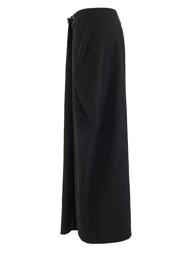 High Waist Black Button Irregular Shaped Elegant Midi Half-body Skirt Women Fashion Tide New Spring Autumn 2025 CPG1938