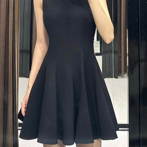 Load image into Gallery viewer, Solid Slimming Elegant Mini Dresses For Women O Neck Long Sleeve High Waist Minimalist Temperament Dress Female New
