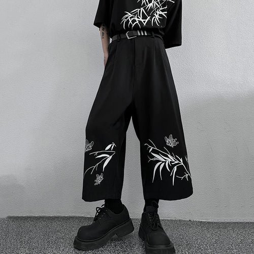 Load image into Gallery viewer, Male Straight Pants Chinese Style Elastic Waist Loose Trendy Men&#39;s Casual Trousers Dark Wear Men Clothing 9C5548
