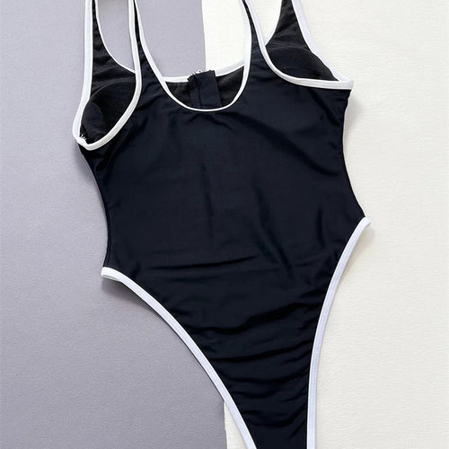 Load image into Gallery viewer, Sexy Black White Women Swimwear One Piece Swimsuit Female Monokini Bathing Suit
