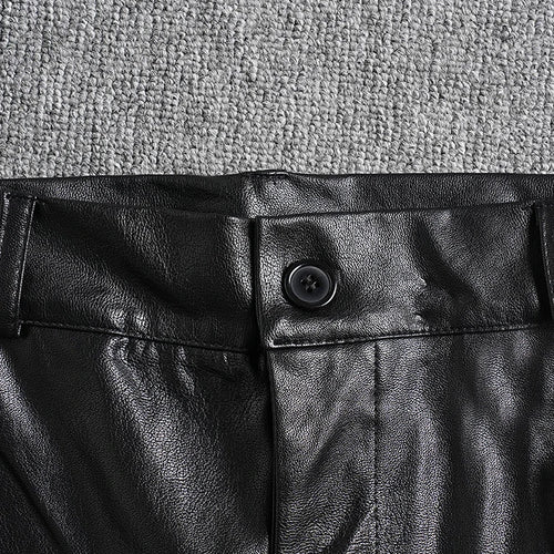 Load image into Gallery viewer, High Waist Black Brief Pocket Pu Leather Long Wide Leg Pants New Trousers Women Fashion Tide Spring Autumn 2025 CPG2581
