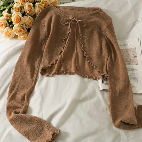 Load image into Gallery viewer, Women Thin Coat Casual Bow Summer Sun Protection Clothes Female Cardigan Shirt Lolita Covers Tops Blouse Woman Blusa
