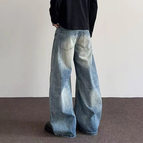 Load image into Gallery viewer, Men&#39;s Jeans New American Style High Street Cleanfit Curved Knife Male Flared Straight Leg Trousers Trendy Bottoms 9W1488
