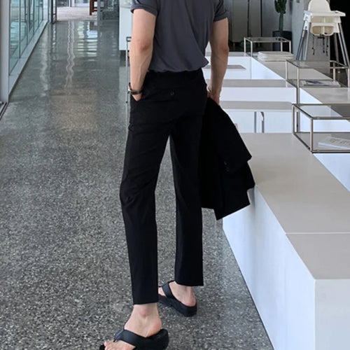 Load image into Gallery viewer, Korean Style Men&#39;s Suit Pants Center Line Slim Soldi Color Trousers Straight Leg Business Casual Male Bottom Trendy 9C7062
