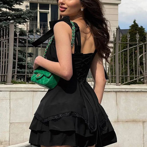 Load image into Gallery viewer, Elegant Sleeveless Ruffle Edge Slim Dresst Women Tie Ruffle Edge Sexy Short Skirt Fashion Street Party Club Clothing
