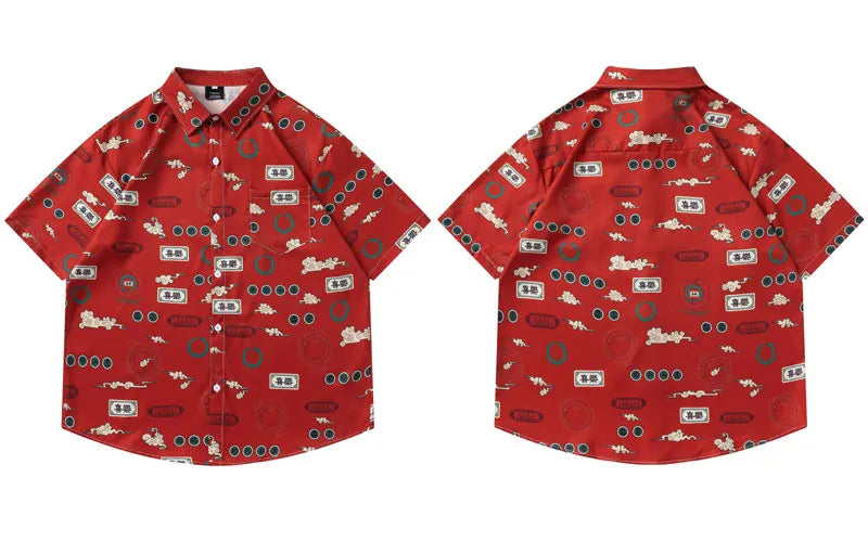 Vintage Hawaiian Shirts Retro Graphic Printed Button Up Summer Beach Blouse Men Harajuku Hip Hop Casual Short Sleeve Baggy Tops