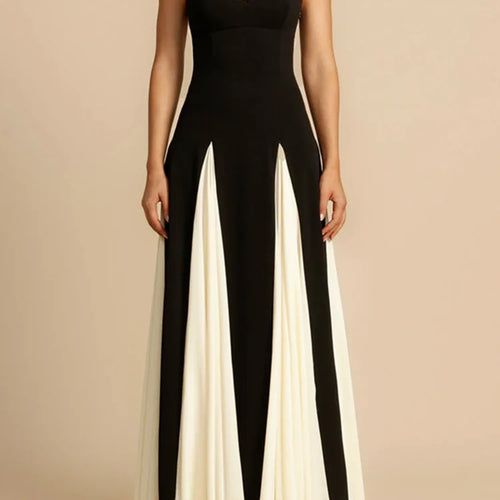 Load image into Gallery viewer, Elegant Patchwork Spaghetti Strap Long Dress For Women Fashion Sleeveless Backless Sexy Evening Maxi Dress Fashion
