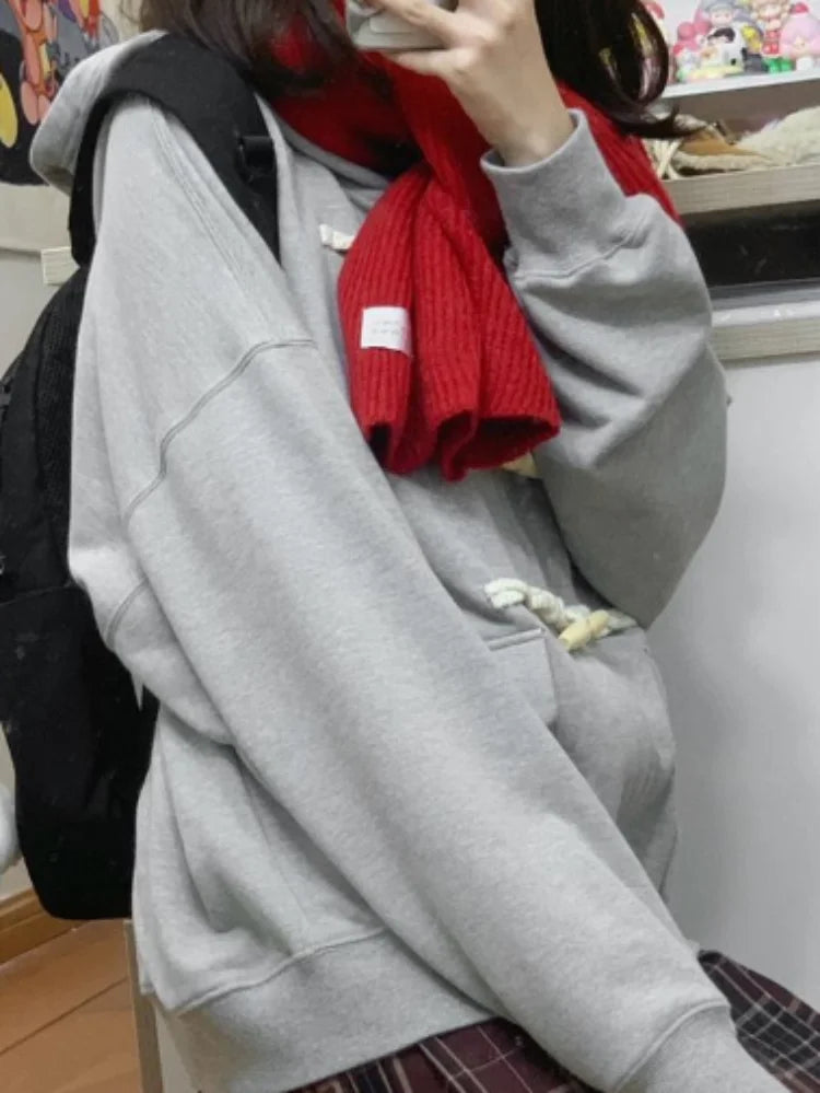 Y2k Aesthetic Horn Button Jacket Womens Jackets 2025 Autumn New Korean Kawaii Solid Preppy Clothes Casual All Match Femme Tops