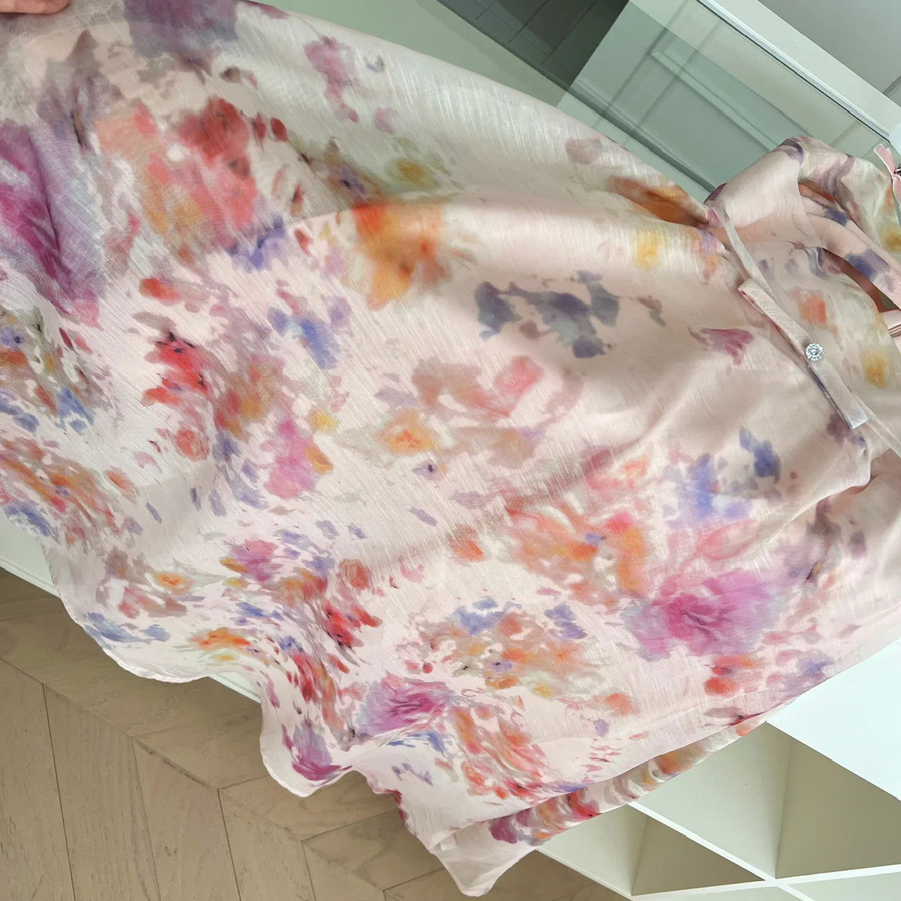 Summer Vintage Blue Pink Floral Hollow Out Party Long Dress For Women V Neck Elegant Vacation Backless Dresses 2025 Bohemian New