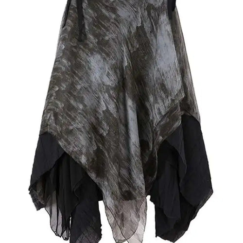 Load image into Gallery viewer, High Elastic Waist Black Irregular Printed Pleated Vintage Half-body Skirt Women Fashion New Spring Autumn 2025 1DF6823
