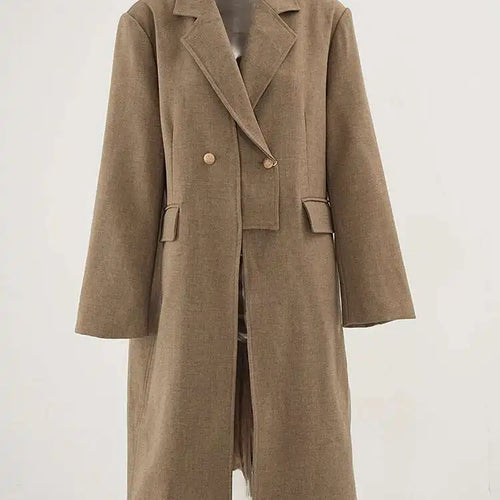 Load image into Gallery viewer, Women Khaki Irregular Spliced Long Big Size Blazer New Lapel Long Sleeve Jacket Fashion Tide Spring Autumn 2025  1DH6851
