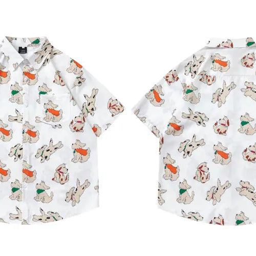 Load image into Gallery viewer, Hawaiian Shirts Cartoon Dog Graphic Printed Beach Blouse Harajuku Baggy Button Up Short Sleeve Shirt Hip Hop Casual Summer Tops
