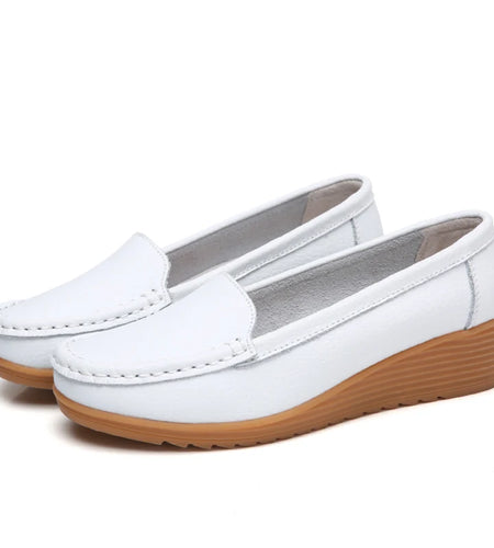 Woman Shoes Women Leather Shoes Slip-on Flat Shoes Women's Loafers White Zapatos De Mujer Comfortable Casual Footwear Women 2025