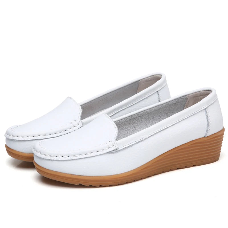 Woman Shoes Women Leather Shoes Slip-on Flat Shoes Women's Loafers White Zapatos De Mujer Comfortable Casual Footwear Women 2025