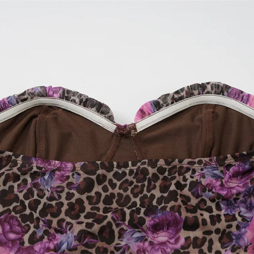 Load image into Gallery viewer, Leopard Print Sexy Skirt Two Piece Sets Women Off-shoulder Crop Tops And Mini Skirt Female Summer Beach 2 Piece Set
