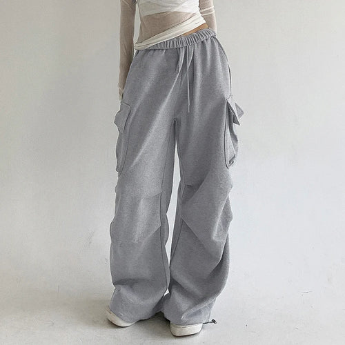 Load image into Gallery viewer, Casual Solid Drawstring Autumn Sweatpants Sports Draped Baggy Cargo Trousers Women Korean Basic Jogging Outfits
