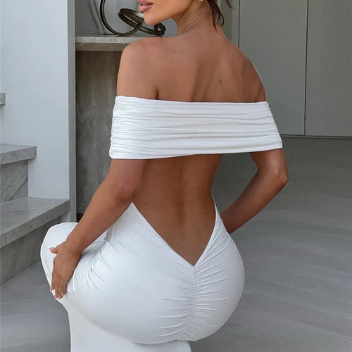 Load image into Gallery viewer, Strapless Backless Sexy Maxi Dress For Women Black Solid Off-shoulder Sleeveless Bodycon Club Party Long Dress Elegant
