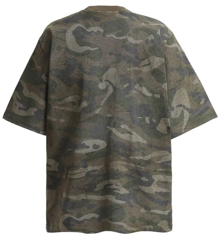 Vintage Men T-Shirt Y2K Grunge Embroidered Patch Camo Camouflage Streetwear Tshirt Hip Hop Punk Gothic Baggy Urban Tshirt Top
