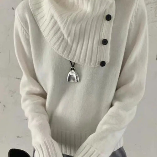 Load image into Gallery viewer, Autumn Winter Grey Long Sleeves Sweater Korean Fashion Women's Beige Holiday Knitted Scarf Tops Casual Versatile Simplicity Chic
