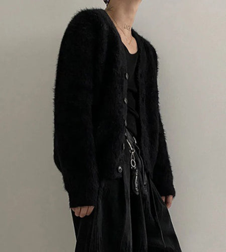 Fashion Men's Sweater Cardigan Mink Fleece V-Neck Knitted Coat Singele Breasted Autumn Korean Loose Overcoat 9C2391