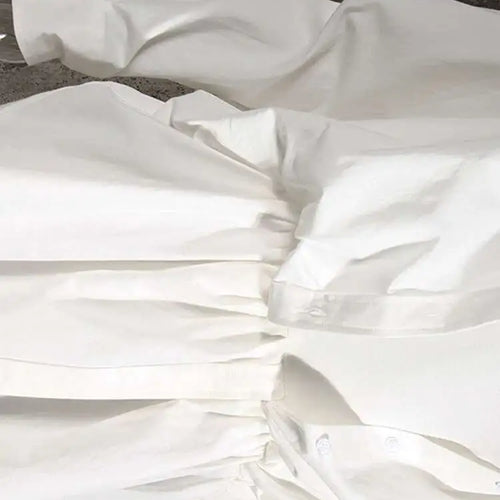 Load image into Gallery viewer, Women White Irregular Knot Split Big Size  Dress New Lapel Long Sleeve Loose Fit Fashion Spring Summer 2025 1X3420
