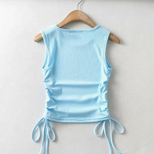 Load image into Gallery viewer, 2025 Summer NEW Arrival Women Solid Color Sexy Causal Crop Top With String Both Side Club For Fashion Ladies
