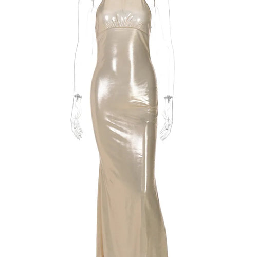 Load image into Gallery viewer, Sequins Sexy Sleeveless Backless O-neck Slim Fit Maxi Dress For Women Elegant Solid Party Evening Dress Ladies Outfits
