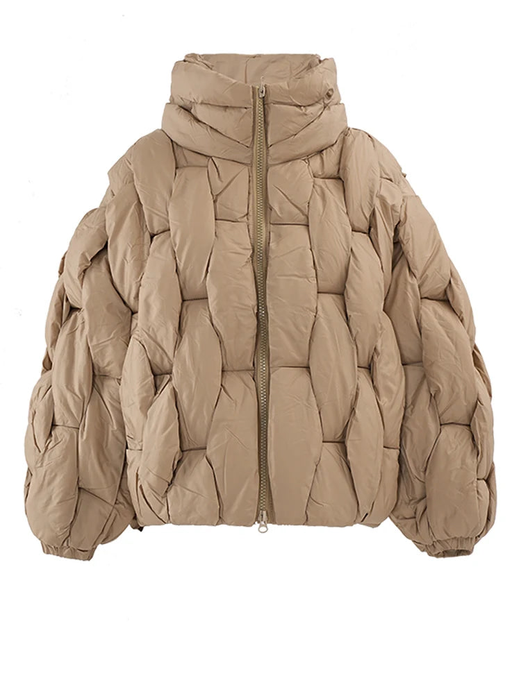 Brown Thick Big Size Keep Warm Cotton-padded Coat Long Sleeve Women Parkas Fashion Tide New Autumn Winter 2025 CP3464