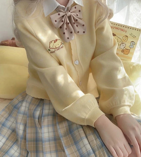 Japanese Kawaii Cartoon Embroidery Cardigans Y2k Aesthetic Women Knitted Star Jacquard Tops Streetwear Preppy Stylel Loose Coats