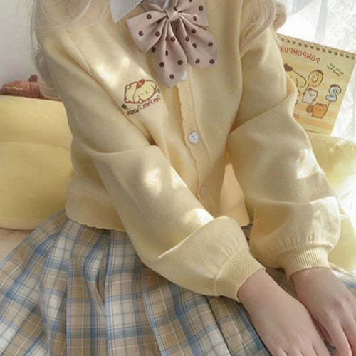 Load image into Gallery viewer, Japanese Kawaii Cartoon Embroidery Cardigans Y2k Aesthetic Women Knitted Star Jacquard Tops Streetwear Preppy Stylel Loose Coats
