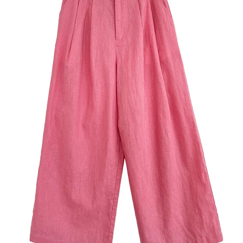 Load image into Gallery viewer, High Elastic Waist White Linen Pleated Long Wide Leg Pants New Trousers Women Fashion Tide Spring Summer 2025 1DJ1280
