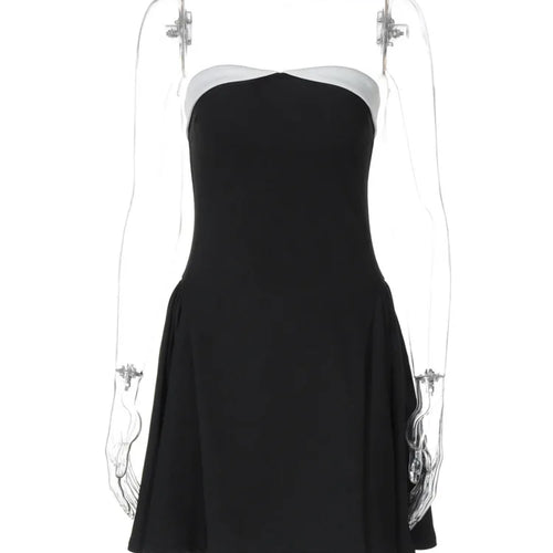 Load image into Gallery viewer, Sexy Sleeveless Patchwork Off-shoulder Backless Strapless Mini Dress For Women Solid Zipper Slim Sexy Club Party Dress
