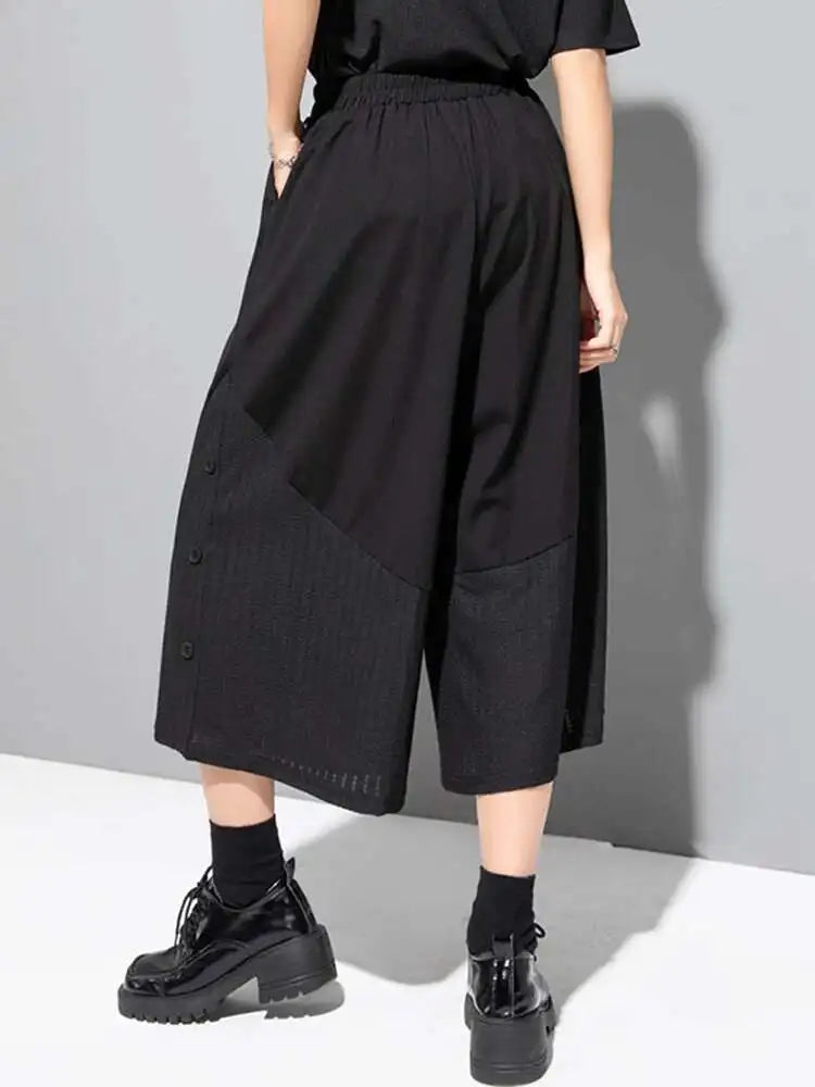 High Elastic Waist Black Striped Wide Leg Pants New Loose Fit Trousers Women Fashion Tide Spring Autumn 2025 1DF8718
