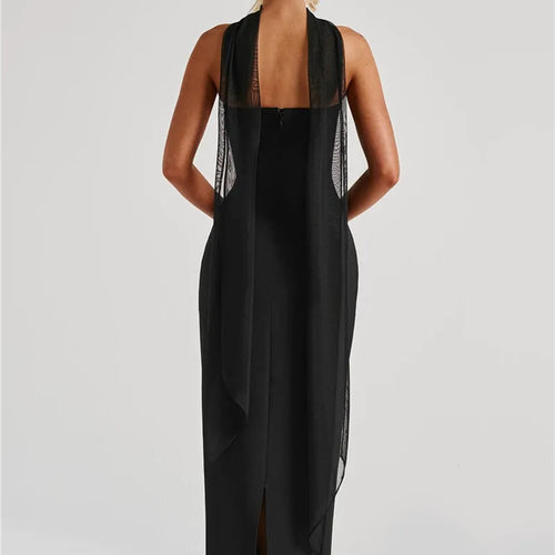 Load image into Gallery viewer, Scarf Collar Strapless Sexy Maxi Dress For Women Fashion Off-shoulder Backless Bodycon Club Party Long Dress Elegant
