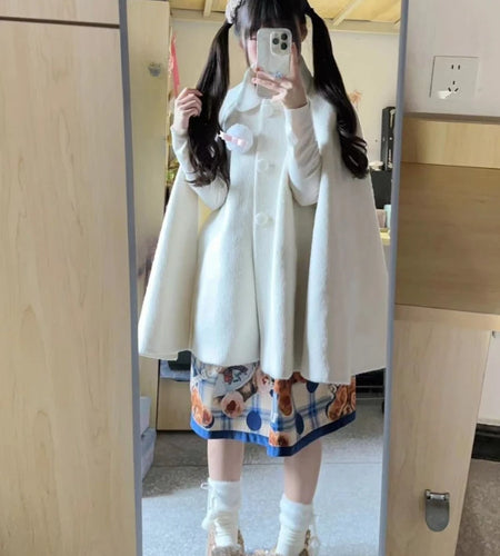 Lolita Sweet Girl Oversized Grunge Jackets Women Y2k Aesthetic Single Breasted Vintage Coats 2025 Harajuku Kawaii Solid Jacket