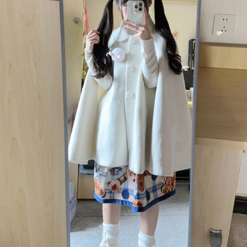 Load image into Gallery viewer, Lolita Sweet Girl Oversized Grunge Jackets Women Y2k Aesthetic Single Breasted Vintage Coats 2025 Harajuku Kawaii Solid Jacket
