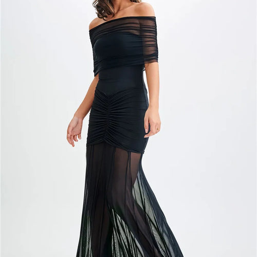 Load image into Gallery viewer, Off-shoulder Backless Sexy Maxi Dress For Women Gown Fashion Mesh Strapless Sleeveless Bodycon Long Dress Elegant
