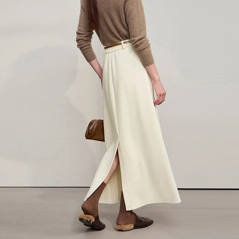 Skirts For Woman 2025 Winter New Commuter Loose Long Knitting A-Line Skirt Wool Solid Versatile Clothing Ladies 12544124