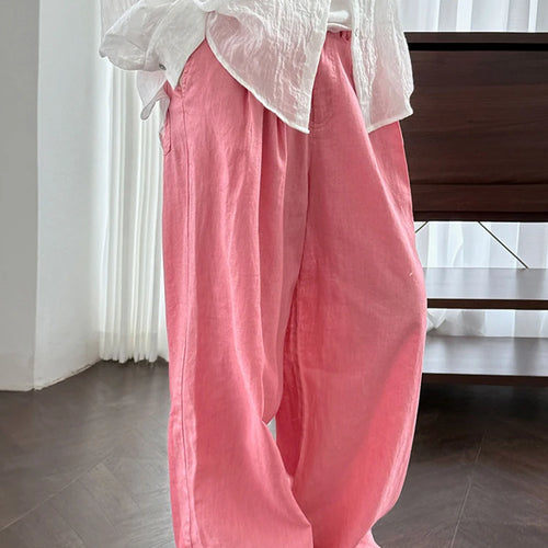 Load image into Gallery viewer, High Elastic Waist White Linen Pleated Long Wide Leg Pants New Trousers Women Fashion Tide Spring Summer 2025 1DJ1280

