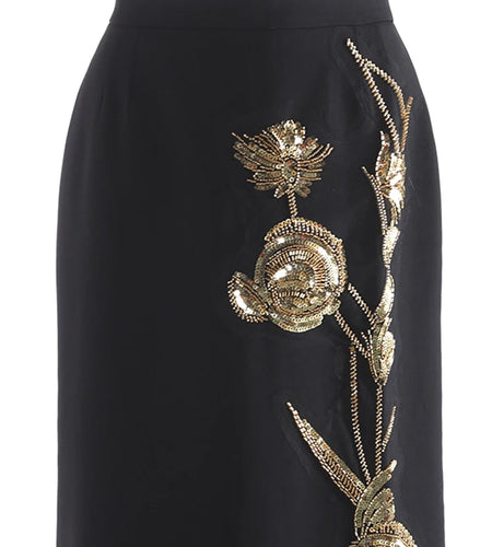 High Elastic Waist Black Three-dimensional Nailed Flower Half-body Skirt Women Fashion Tide New Spring Autumn 2025 1DJ0647