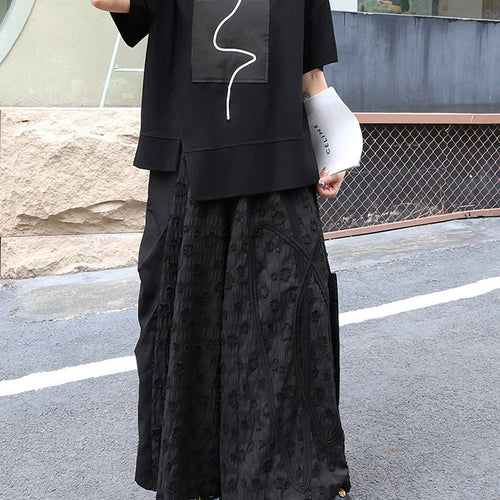 Load image into Gallery viewer, High Elastic Waist Black Jacquard Ribbon Long Wide Leg Pants New Trousers Women Fashion Tide Spring Autumn 2025 1DJ0569
